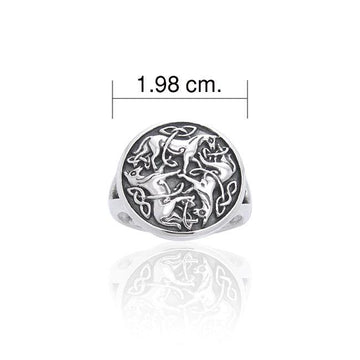 Celtic Knotwork Horse Sterling Silver Ring TRI1113